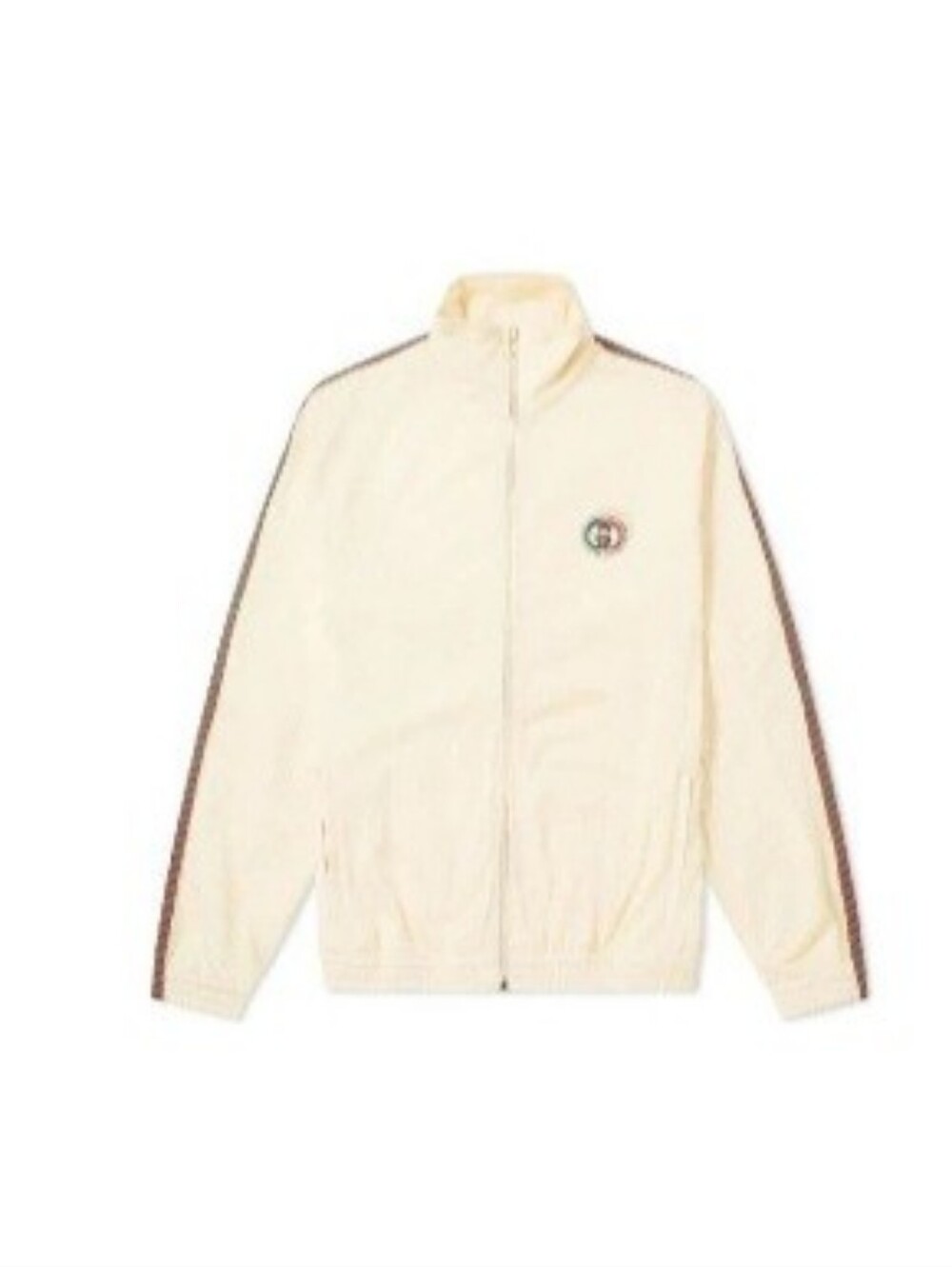 Vintage Gucci White Track Jacket with Red-Trim Shoulder Stripes